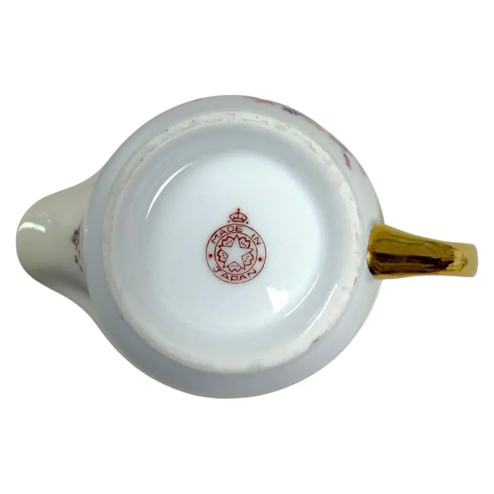 Vintage Blossom China Porcelain Sugar‎ Bowl w/Lid & Creamer Set Floral Japan
